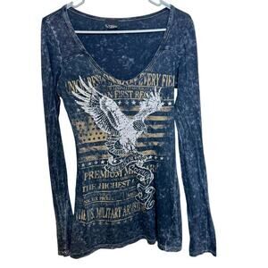 2/$25 Daytrip Buckle Charcoal Gray Y2K Grunge Biker Distressed Long Sleeve Shirt